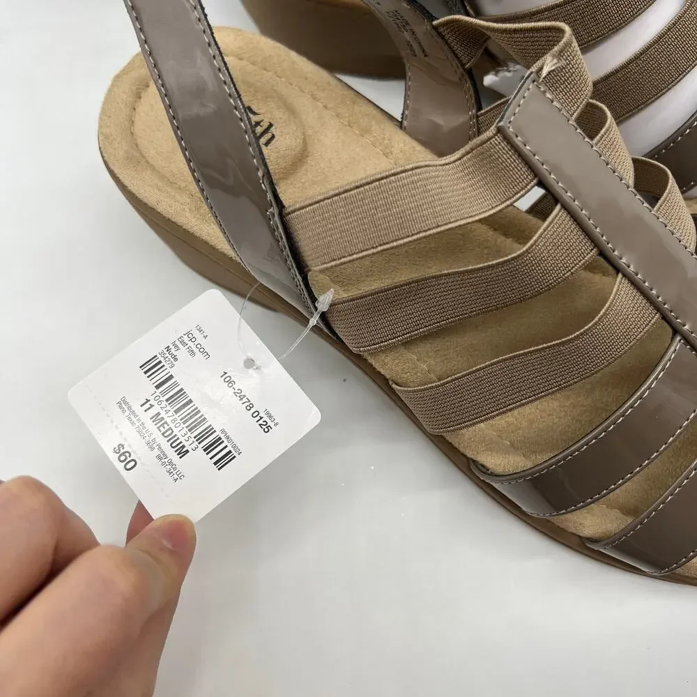 East 5th Ivey Women's Memory Foam Sling Back Sandals Brown Nude Size 11M